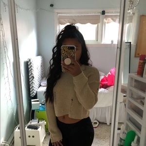 Beige distressed sweater